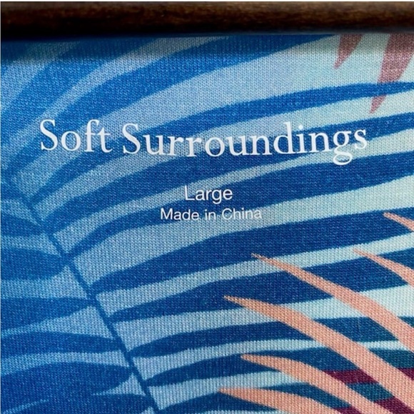 Soft Surroundings Dress Womens Large Blue Anya Ombré Palms Maxi Coastal 🌴 - Picture 4 of 6